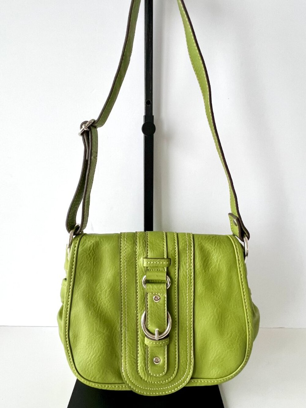 Emilie M Olive Green Simulated Leather Shoulder or Crossbody Bag, EC